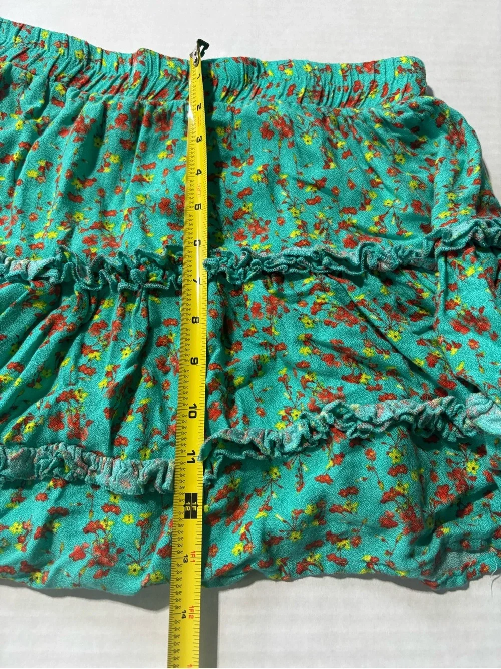Chelsea & Violet Teal Floral Mini Skirt women’s Small Ruffles